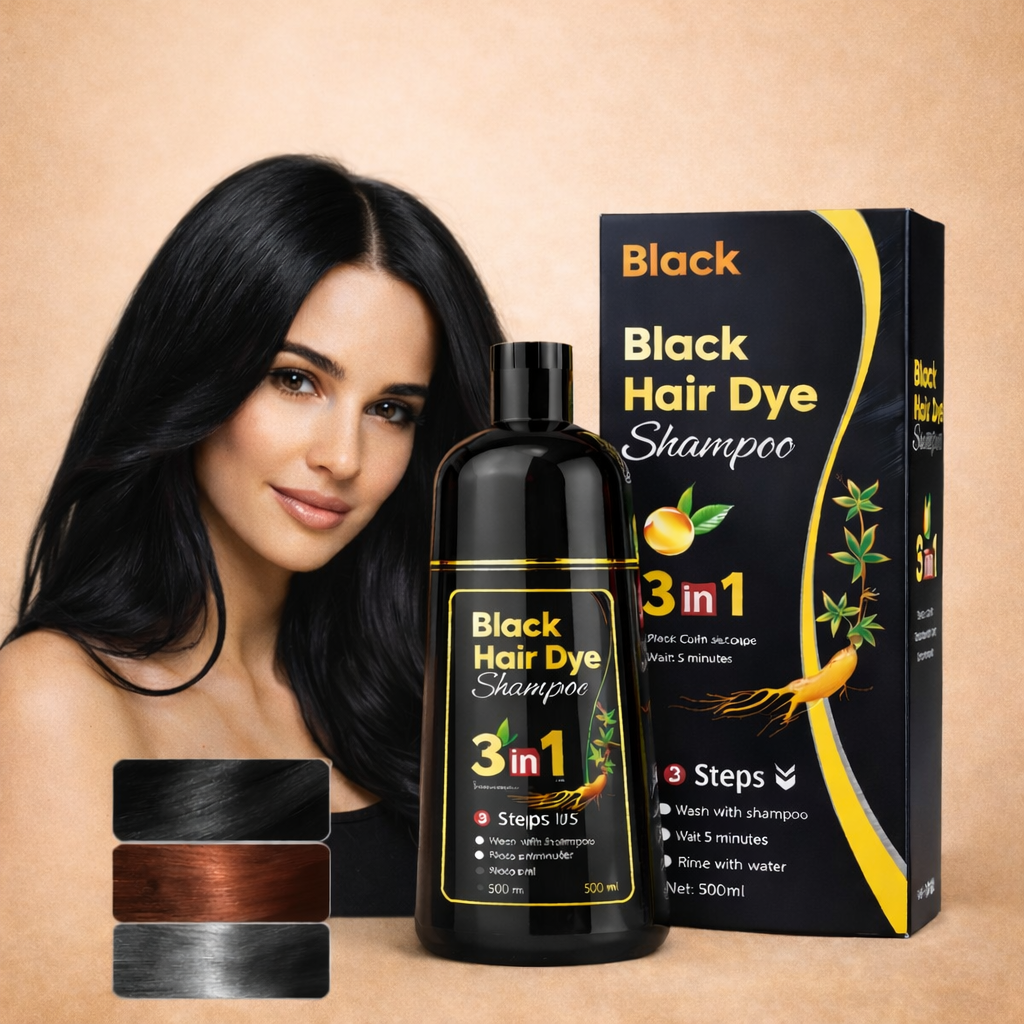 Velvet Black™ – Champú negro, restaura y tiñe el cabello al instante.