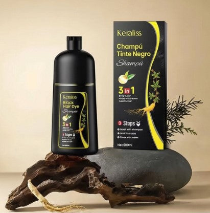 Velvet Black™ – Champú negro, restaura y tiñe el cabello al instante.
