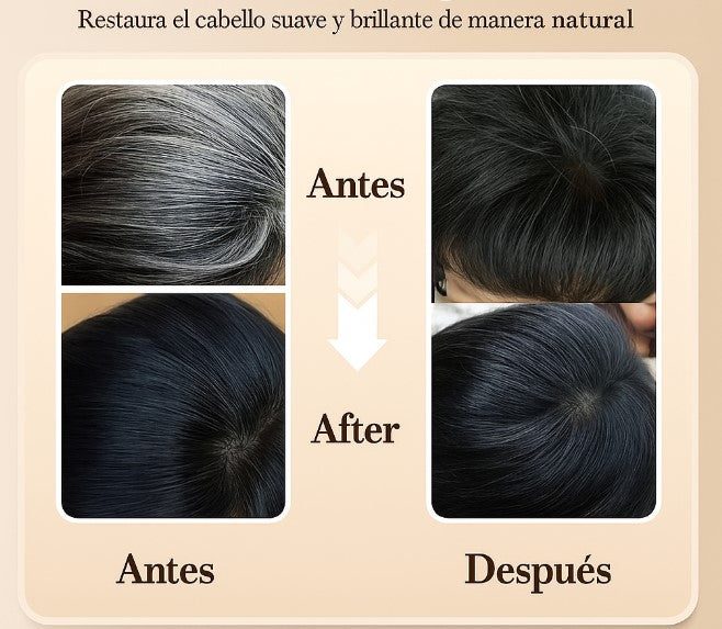 Velvet Black™ – Champú negro, restaura y tiñe el cabello al instante.