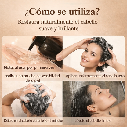 Velvet Black™ – Champú negro, restaura y tiñe el cabello al instante.